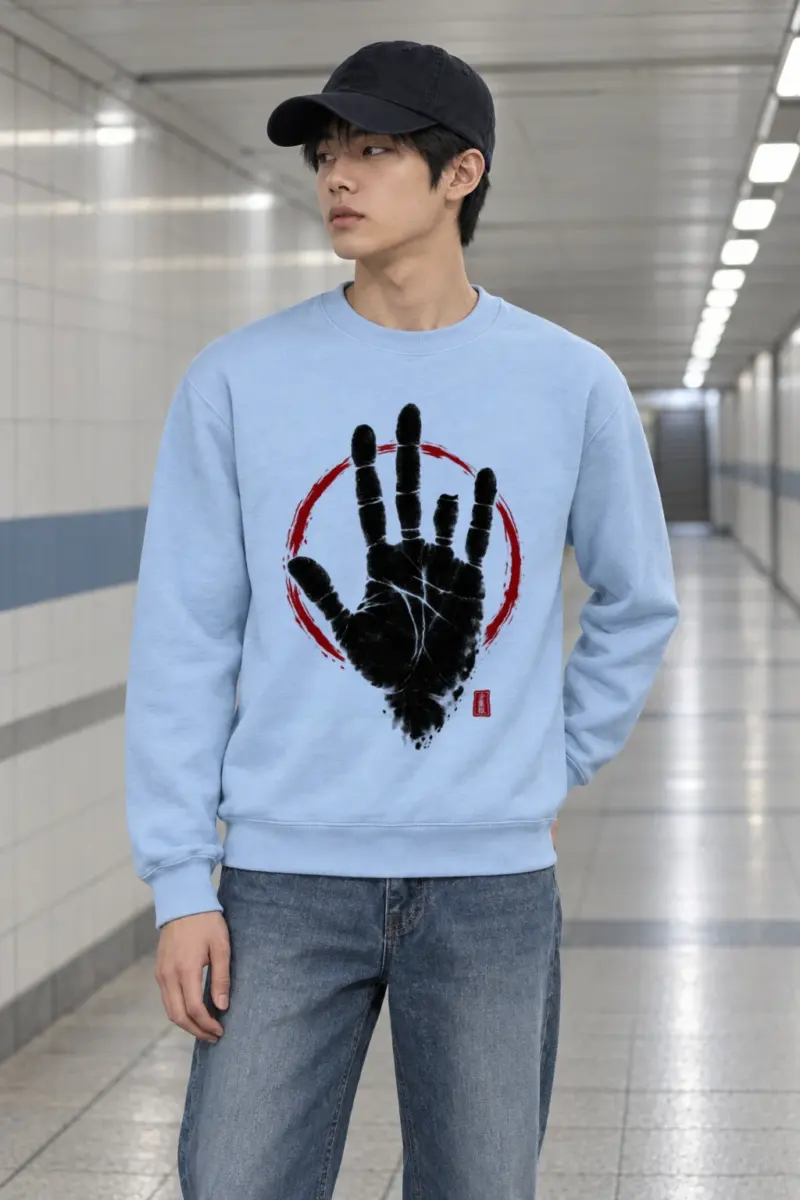 "Crimson Handprint" Heavy Blend Unisex Crewneck Sweatshirt | Gildan 18000