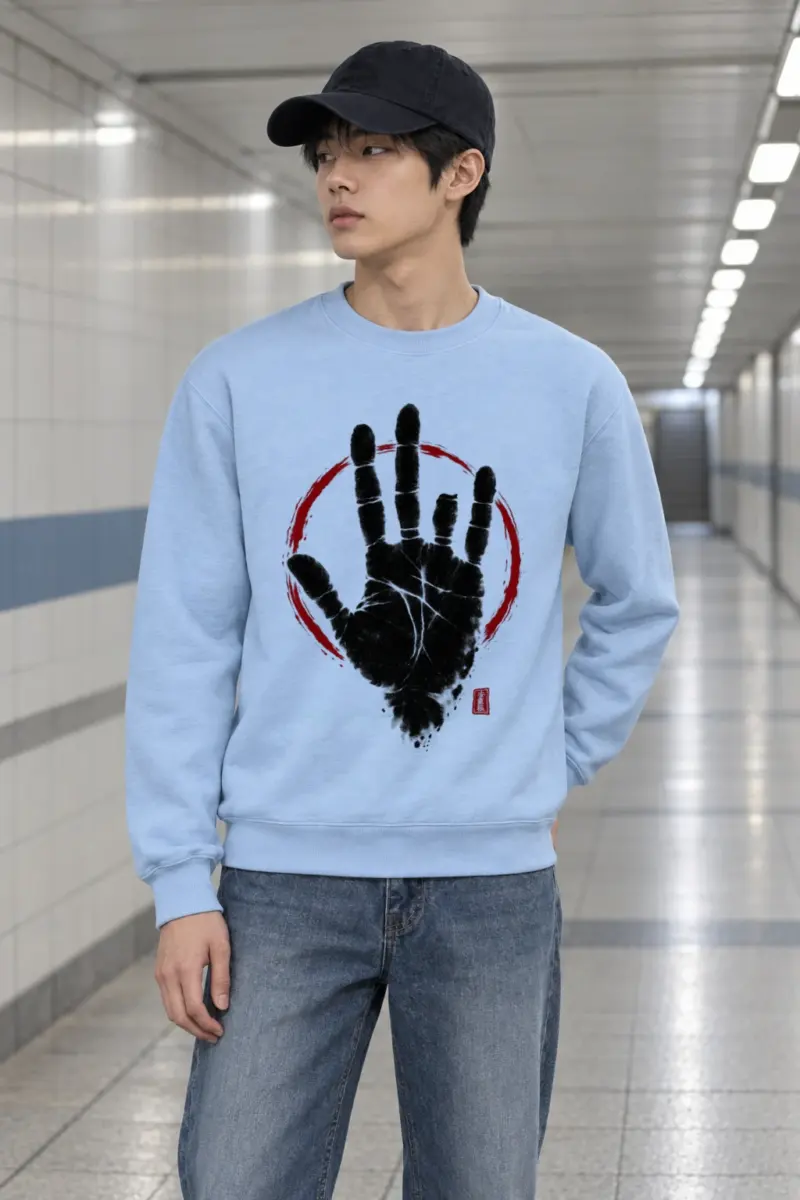 "Crimson Handprint" Heavy Blend Unisex Crewneck Sweatshirt