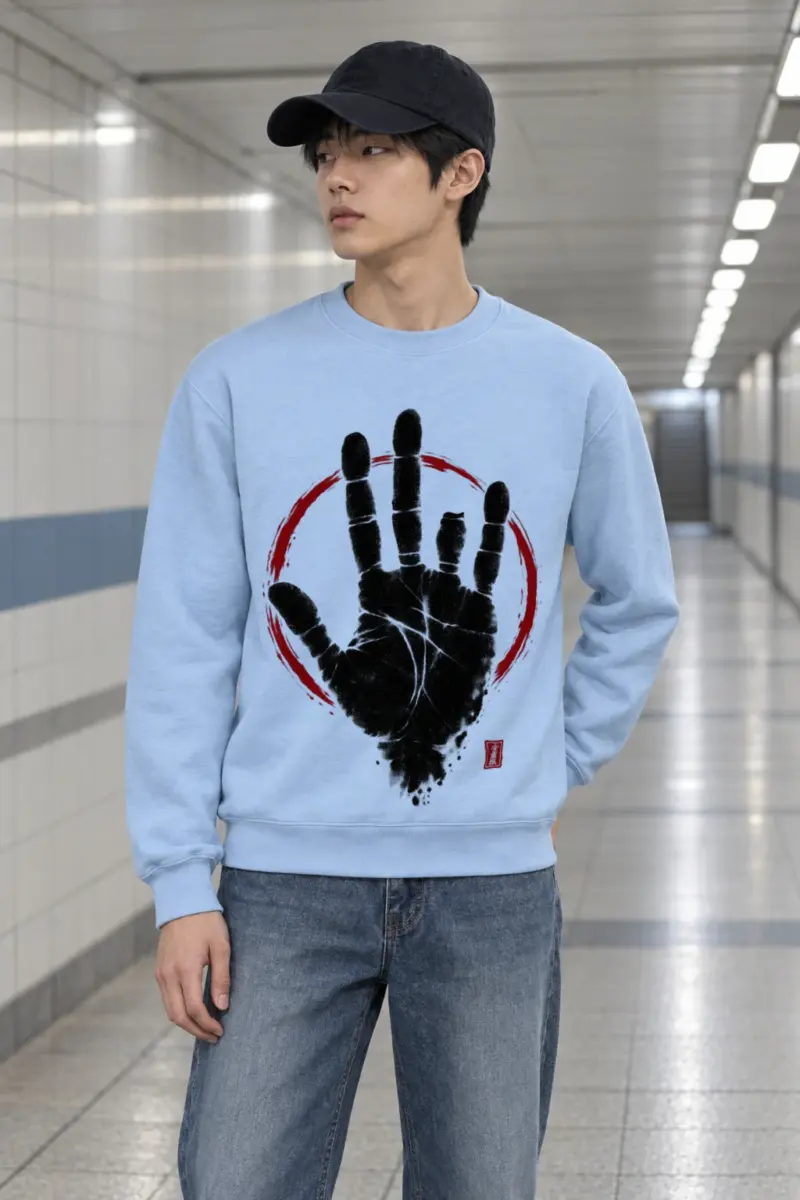 "Crimson Handprint" Heavy Blend Unisex Crewneck Sweatshirt