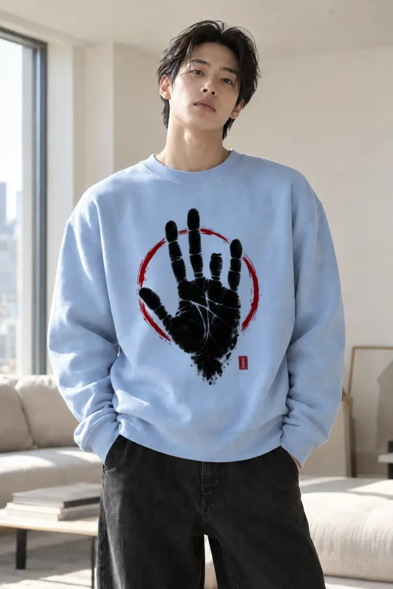 "Crimson Handprint" Heavy Blend Unisex Crewneck Sweatshirt | Gildan 18000