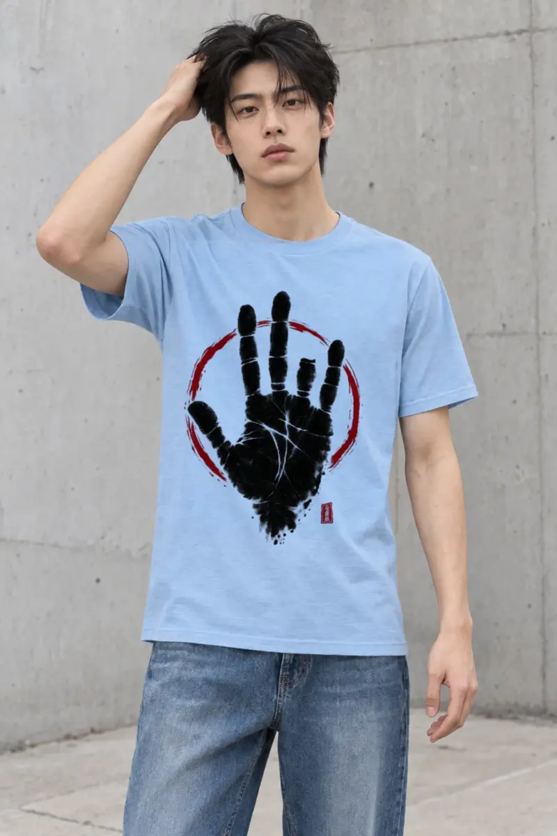 "Crimson Handprint" Heavyweight Unisex Crewneck T-shirt