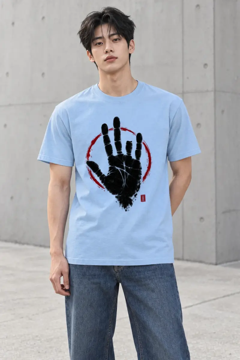 "Crimson Handprint" Heavyweight Unisex Crewneck T-shirt | Gildan 5000