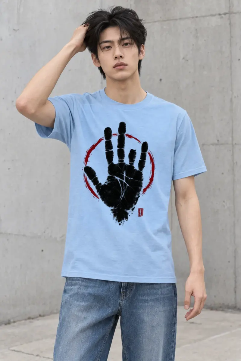 "Crimson Handprint" Heavyweight Unisex Crewneck T-shirt