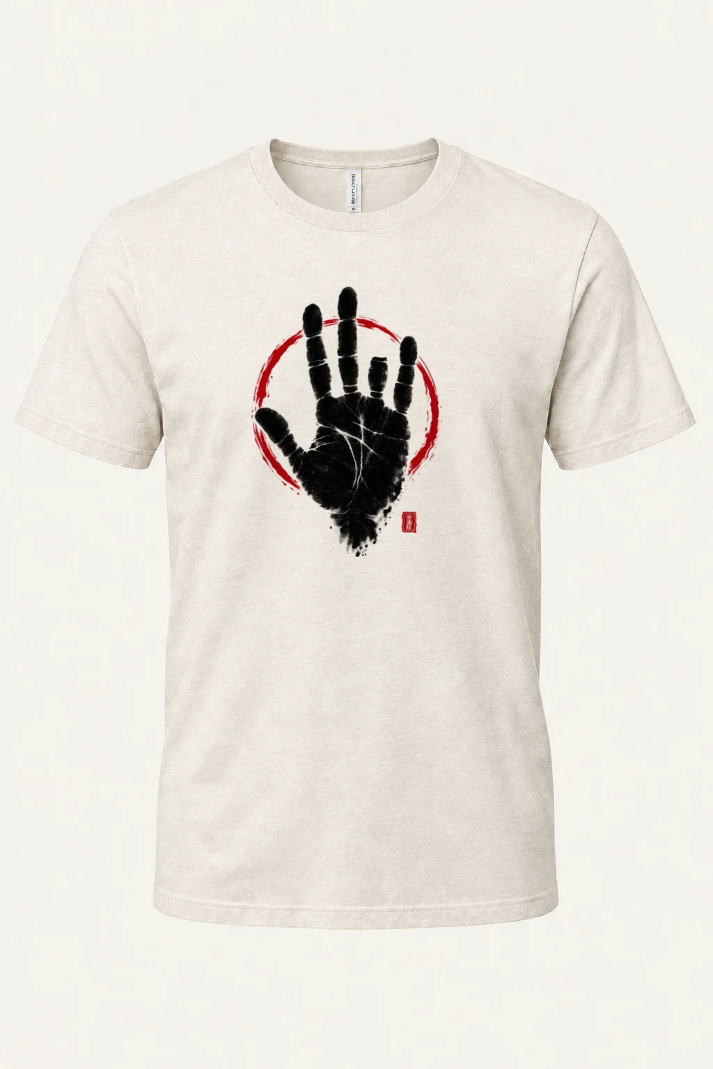 "Crimson Handprint" Heavyweight Unisex Crewneck T-shirt | Gildan 5000