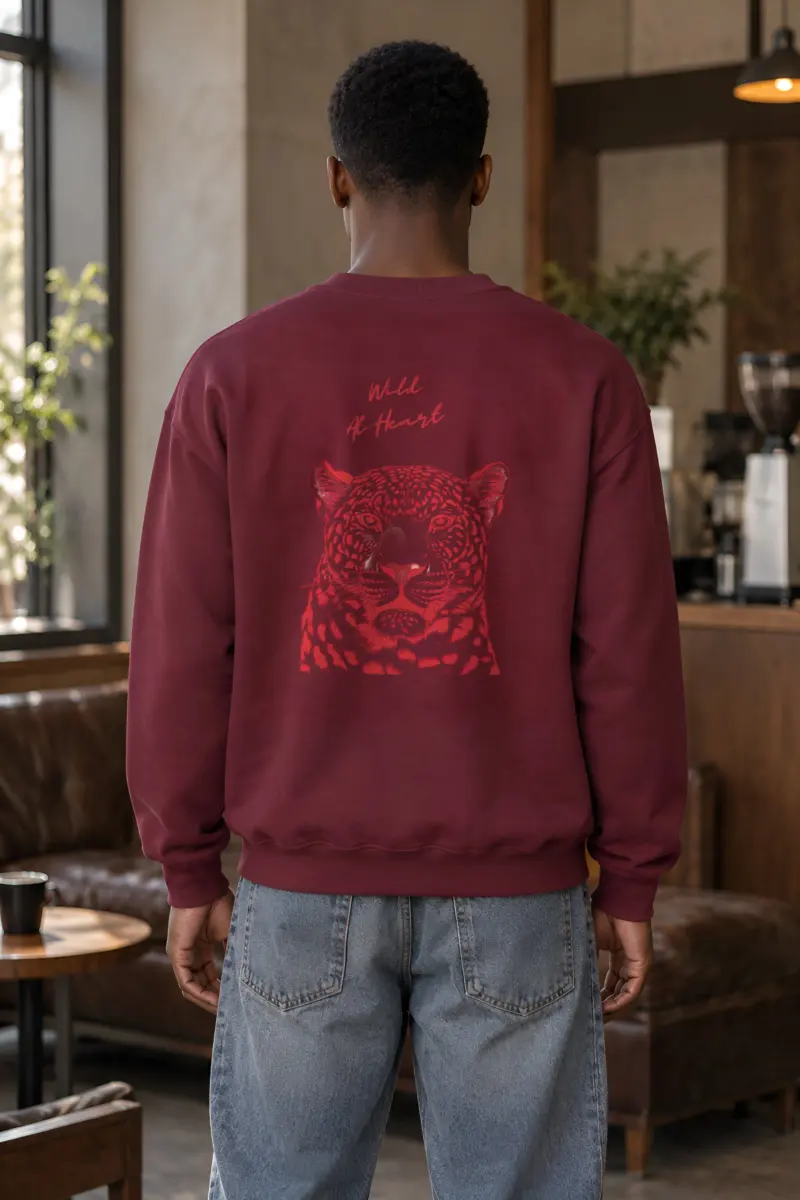 "Crimson Leopard Gaze" Heavy Blend Unisex Crewneck Sweatshirt