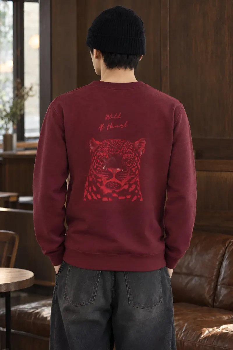 "Crimson Leopard Gaze" Heavy Blend Unisex Crewneck Sweatshirt