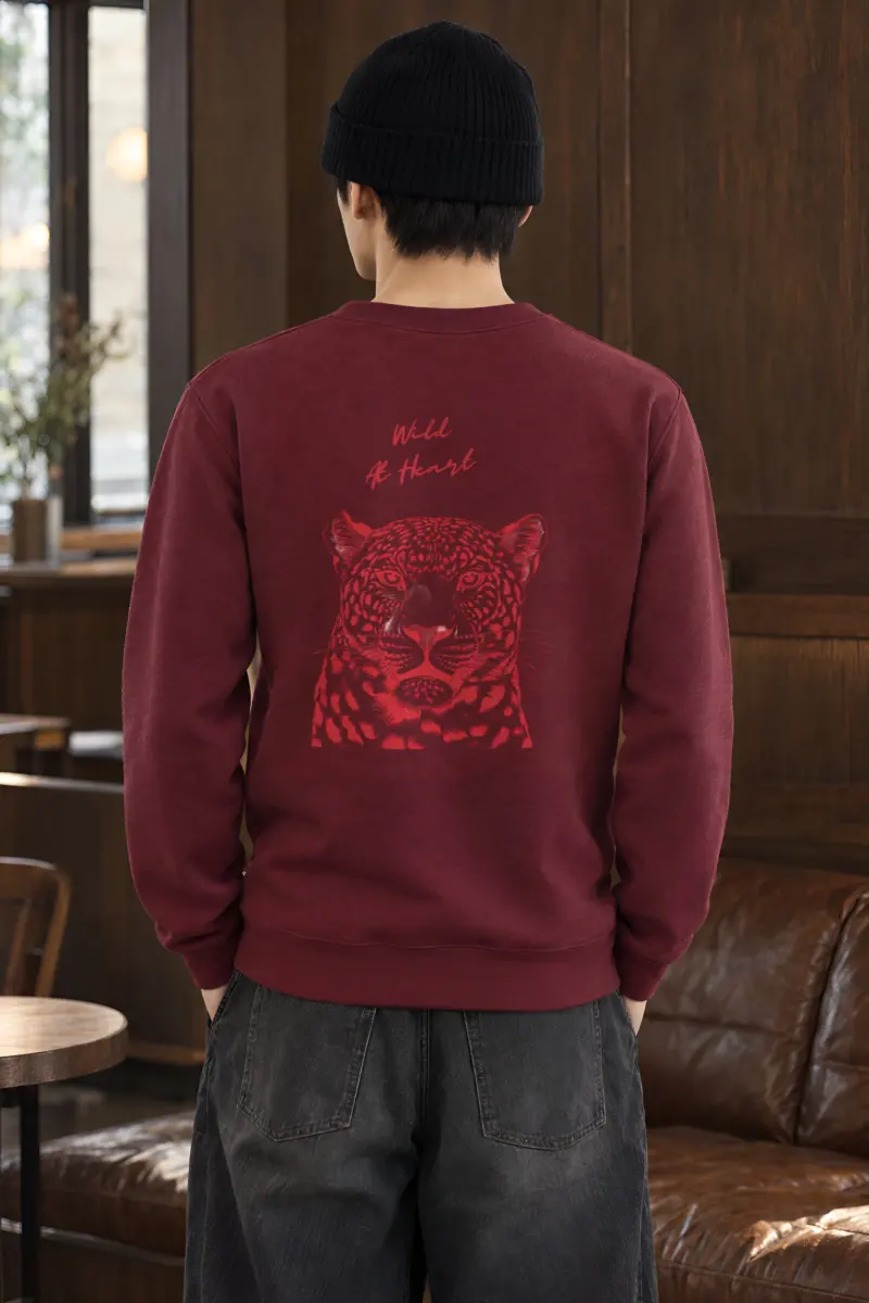 "Crimson Leopard Gaze" Heavy Blend Unisex Crewneck Sweatshirt