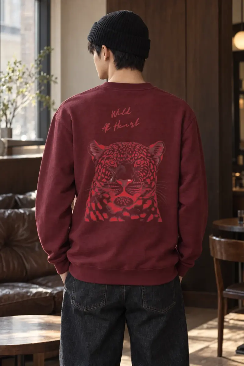 "Crimson Leopard Gaze" Heavy Blend Unisex Crewneck Sweatshirt