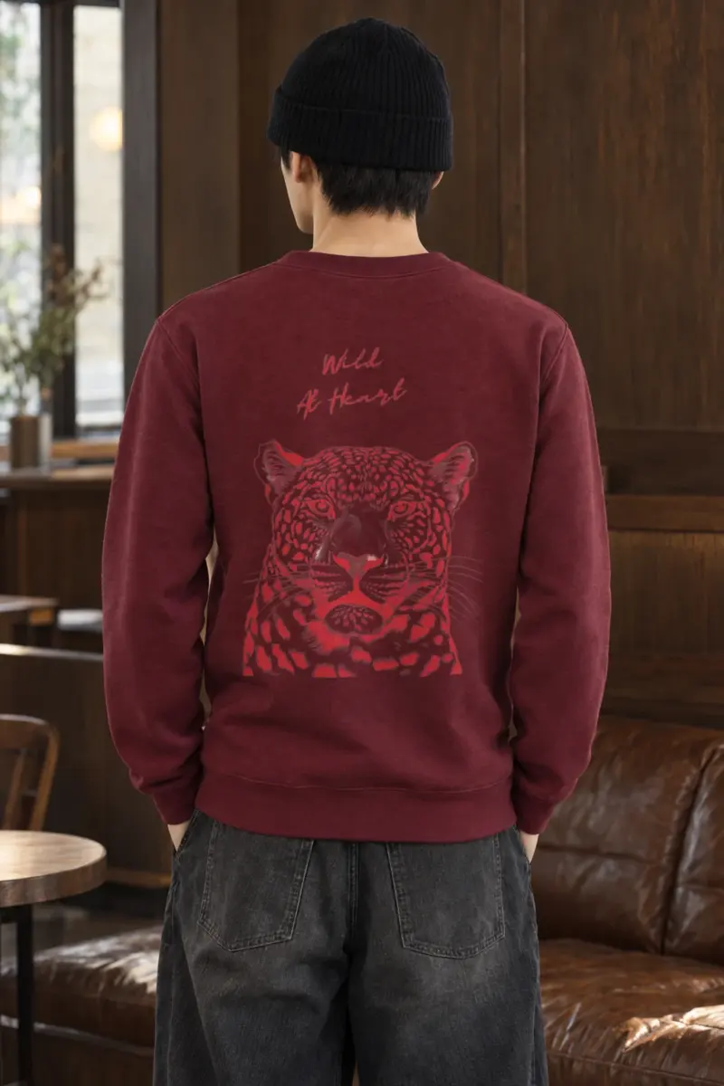 "Crimson Leopard Gaze" Heavy Blend Unisex Crewneck Sweatshirt