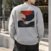 "Crimson Wave Geometry" Heavy Blend Unisex Crewneck Sweatshirt | Gildan 18000