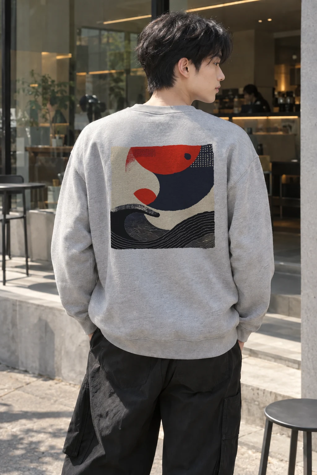 "Crimson Wave Geometry" Heavy Blend Unisex Crewneck Sweatshirt | Gildan 18000