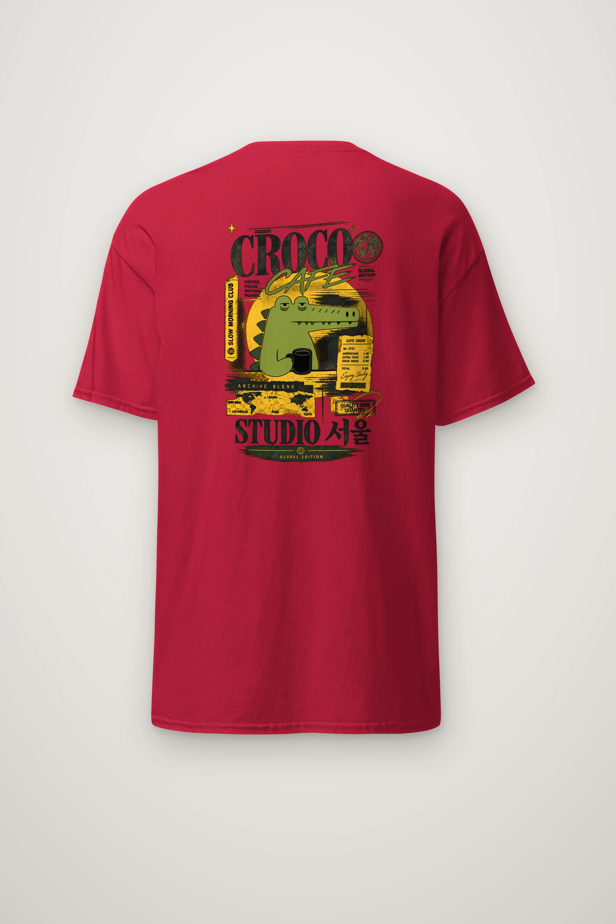 "Croco Cafe Global Edition" Heavyweight Unisex Crewneck T-shirt