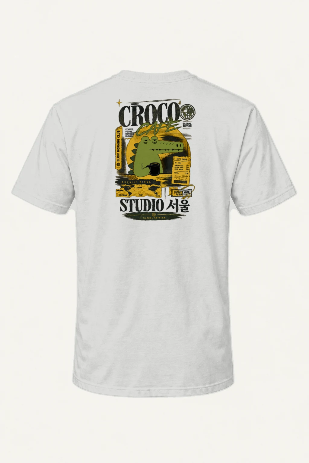 "Croco Cafe Global Edition" Heavyweight Unisex Crewneck T-shirt | Gildan 5000