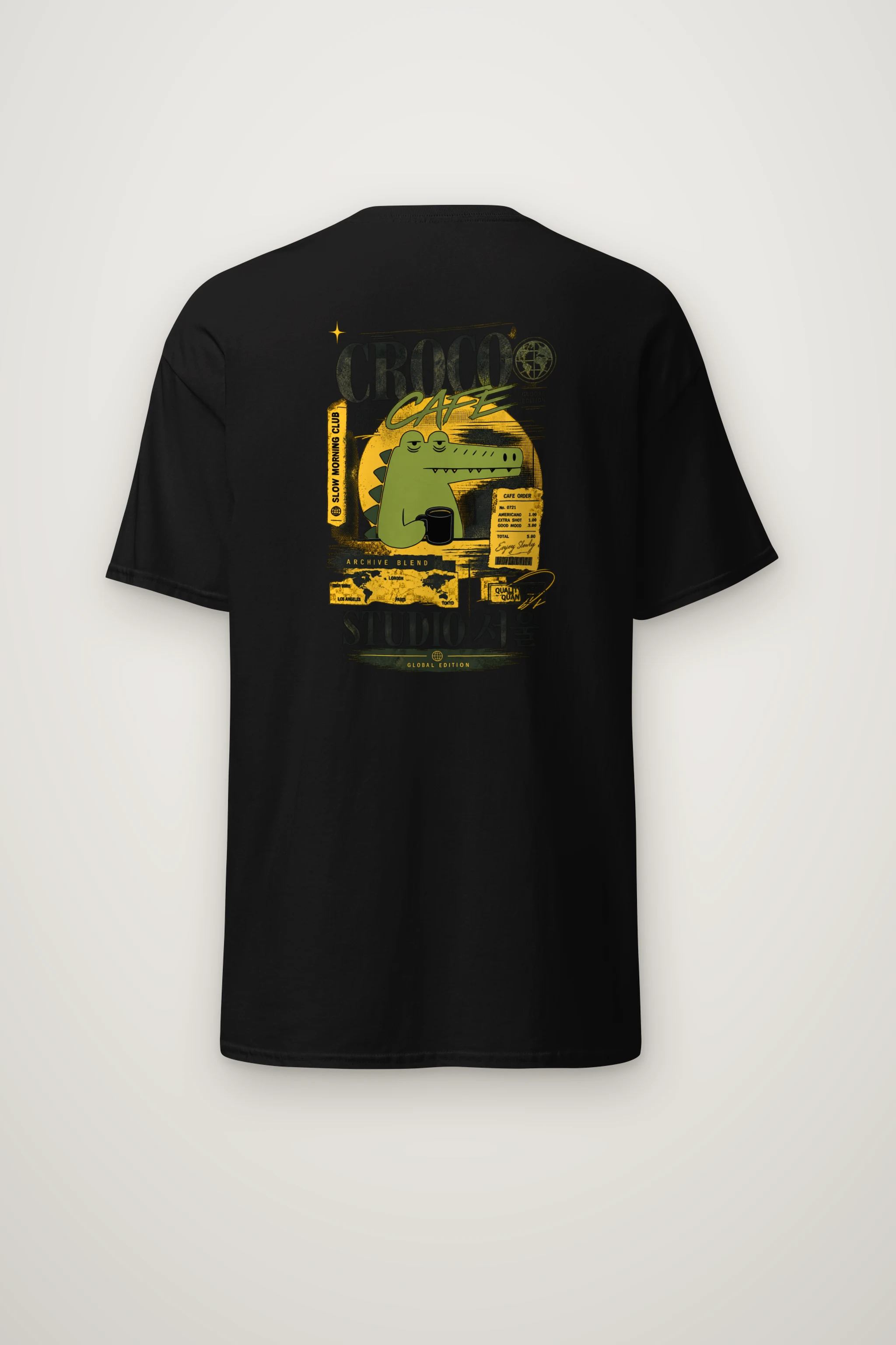 "Croco Cafe Global Edition" Heavyweight Unisex Crewneck T-shirt