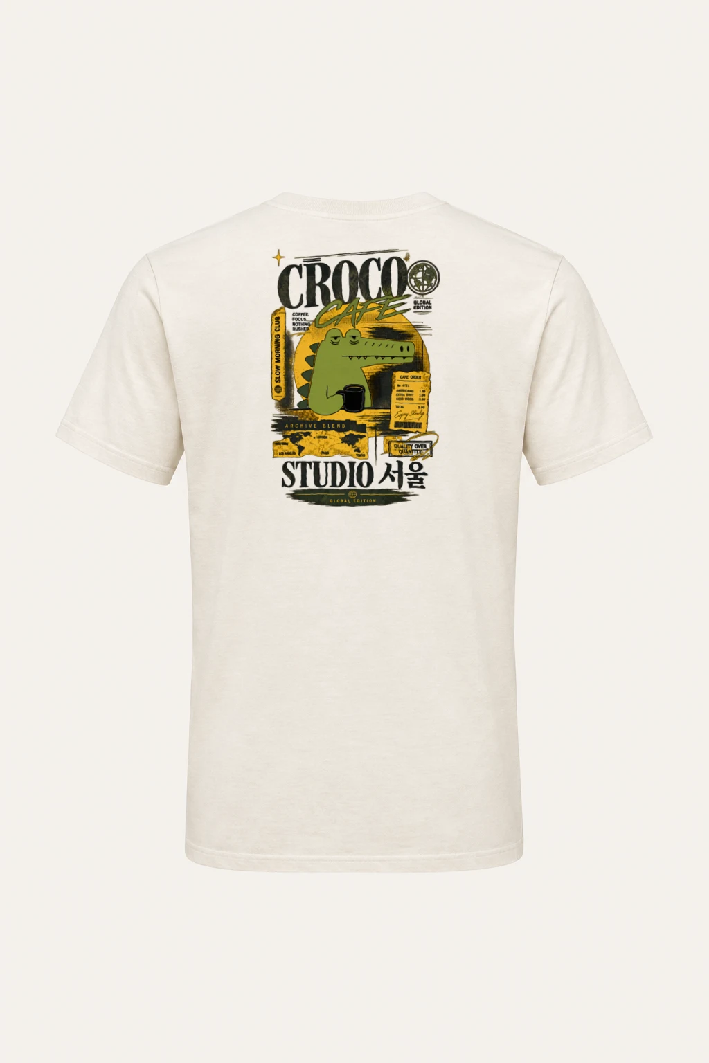 "Croco Cafe Global Edition" Heavyweight Unisex Crewneck T-shirt | Gildan 5000