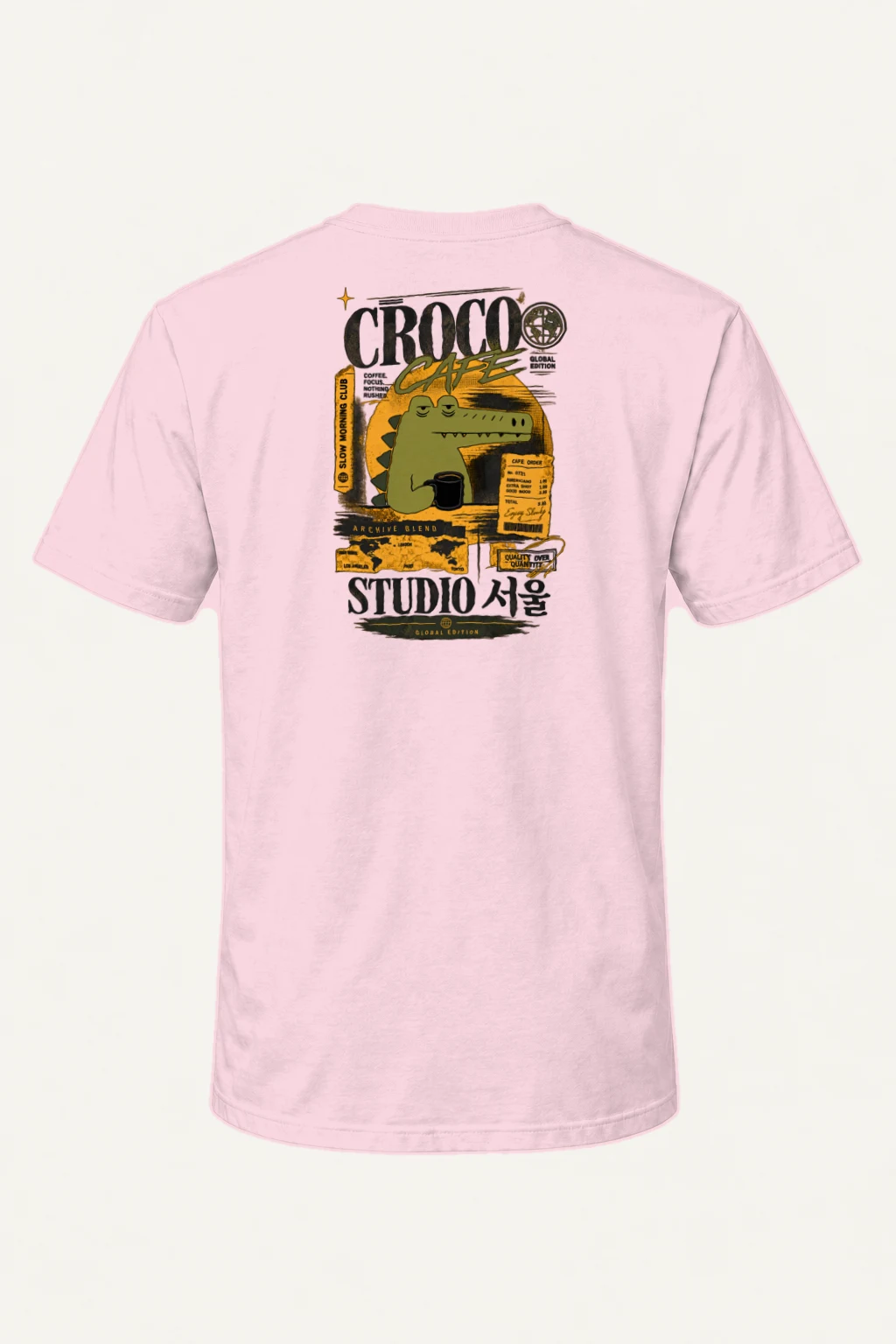 "Croco Cafe Global Edition" Heavyweight Unisex Crewneck T-shirt | Gildan 5000