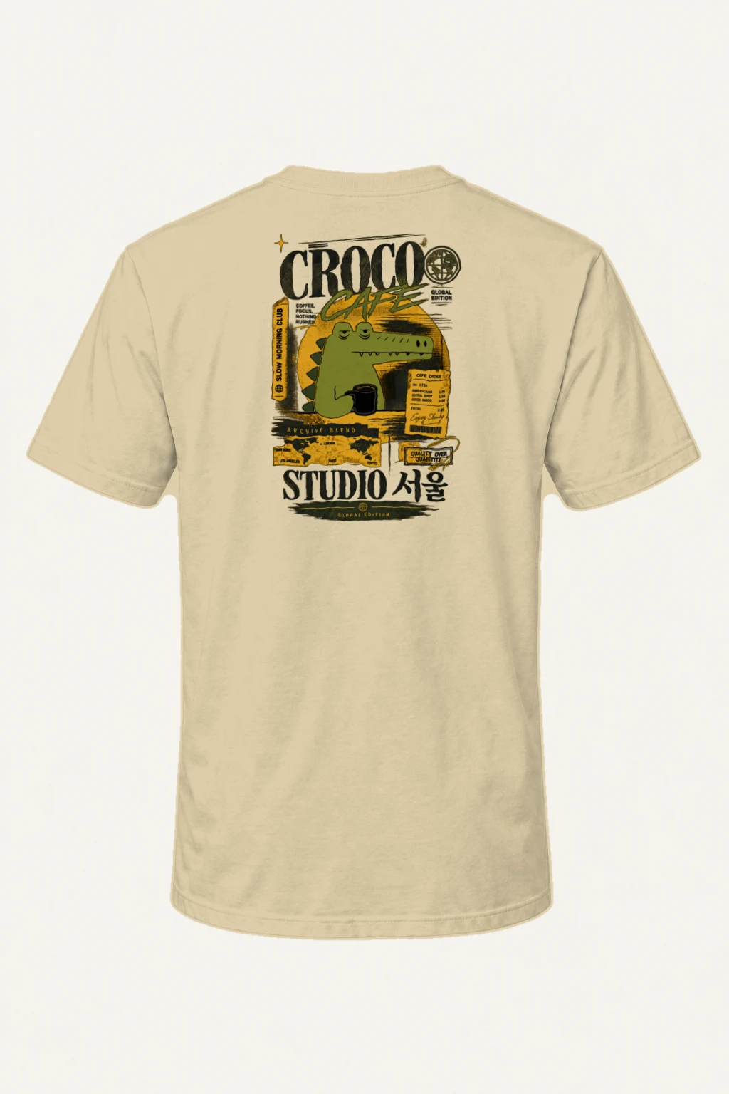 "Croco Cafe Global Edition" Heavyweight Unisex Crewneck T-shirt | Gildan 5000