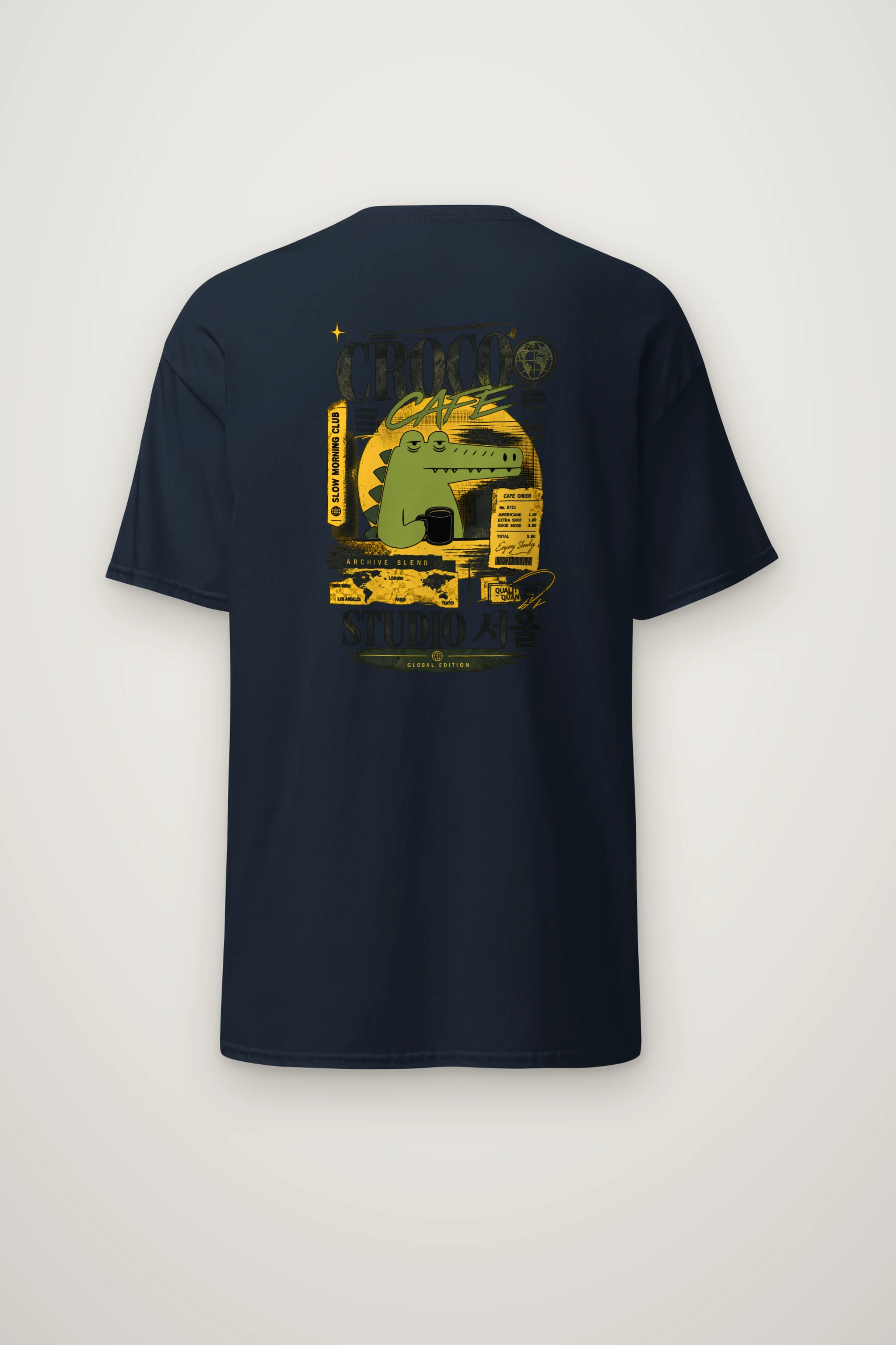 "Croco Cafe Global Edition" Heavyweight Unisex Crewneck T-shirt