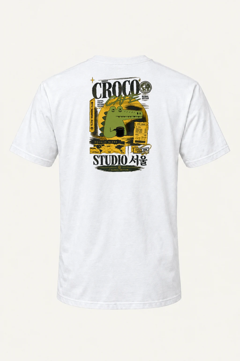 "Croco Cafe Global Edition" Heavyweight Unisex Crewneck T-shirt | Gildan 5000