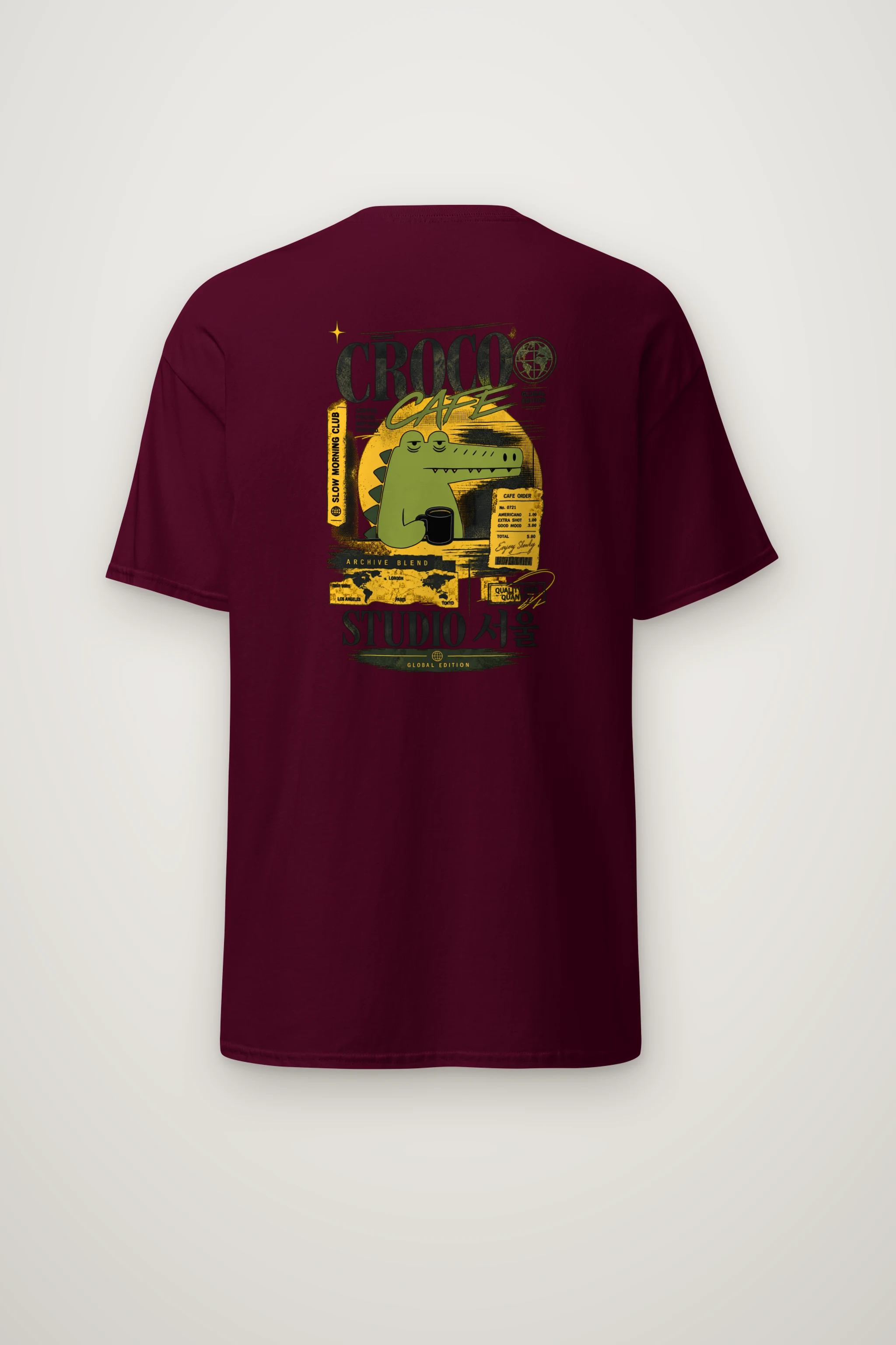 "Croco Cafe Global Edition" Heavyweight Unisex Crewneck T-shirt