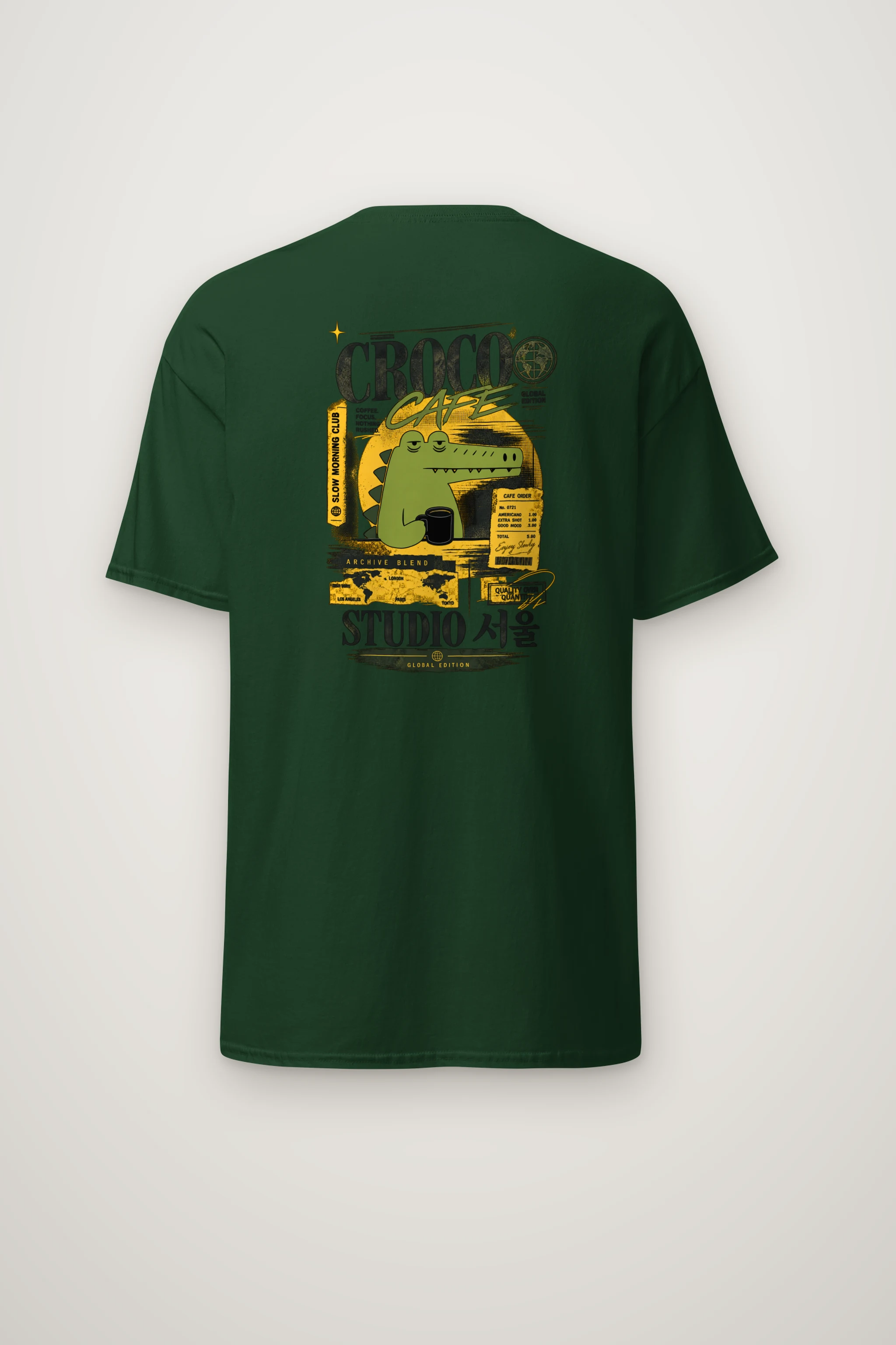 "Croco Cafe Global Edition" Heavyweight Unisex Crewneck T-shirt