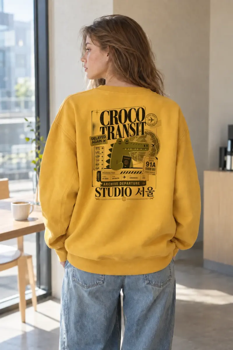 “Croco Global Route” Heavy Blend Unisex Crewneck Sweatshirt | Gildan 18000