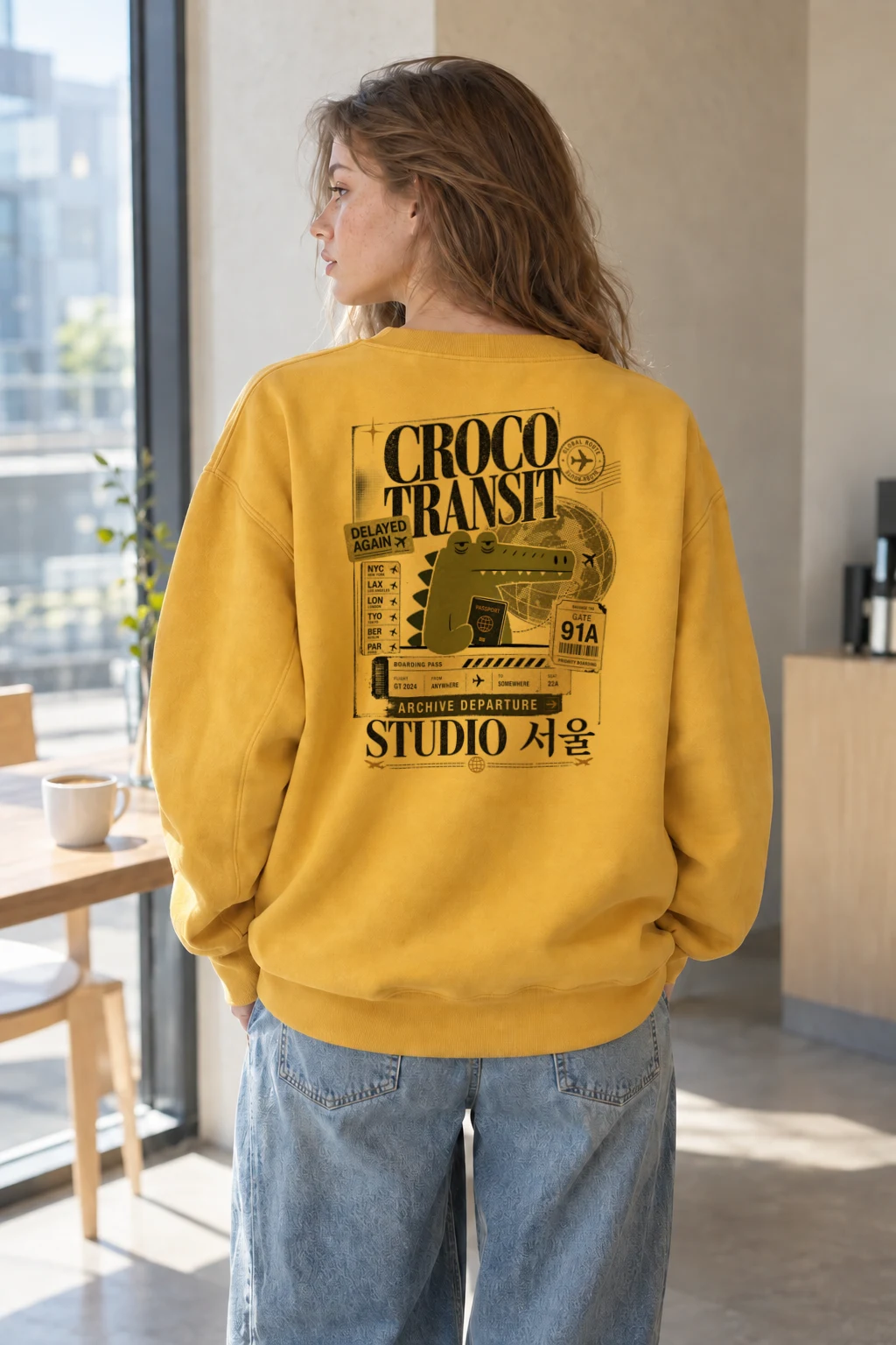 "Croco Global Route" Heavy Blend Unisex Crewneck Sweatshirt | Gildan 18000