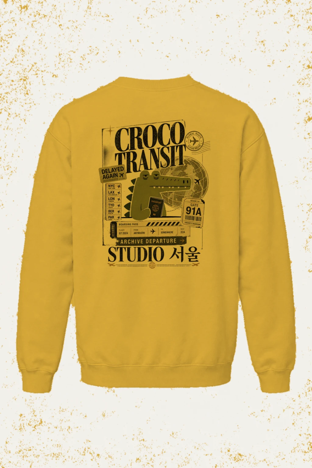 "Croco Global Route" Heavy Blend Unisex Crewneck Sweatshirt | Gildan 18000