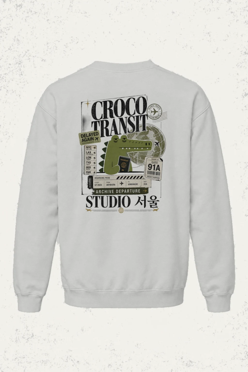 "Croco Global Route" Heavy Blend Unisex Crewneck Sweatshirt | Gildan 18000