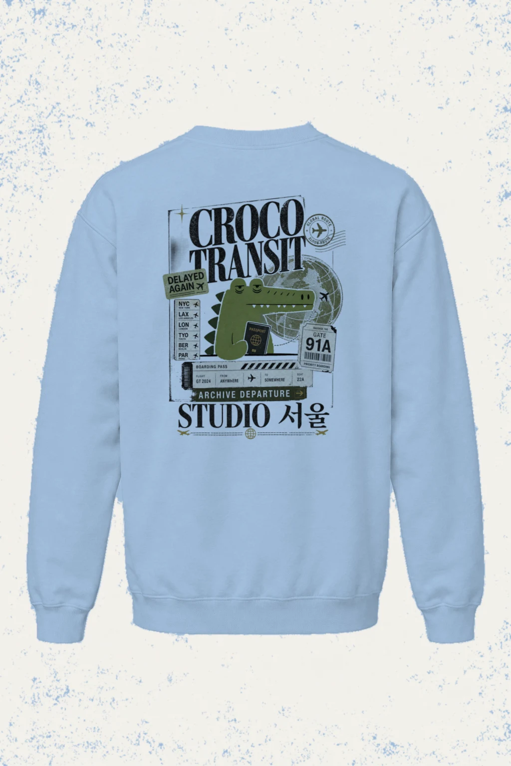 "Croco Global Route" Heavy Blend Unisex Crewneck Sweatshirt | Gildan 18000