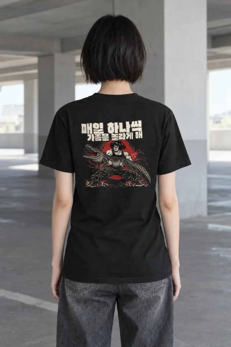 "Crocodile Scare Calligraphy" Heavyweight Unisex Crewneck T-shirt