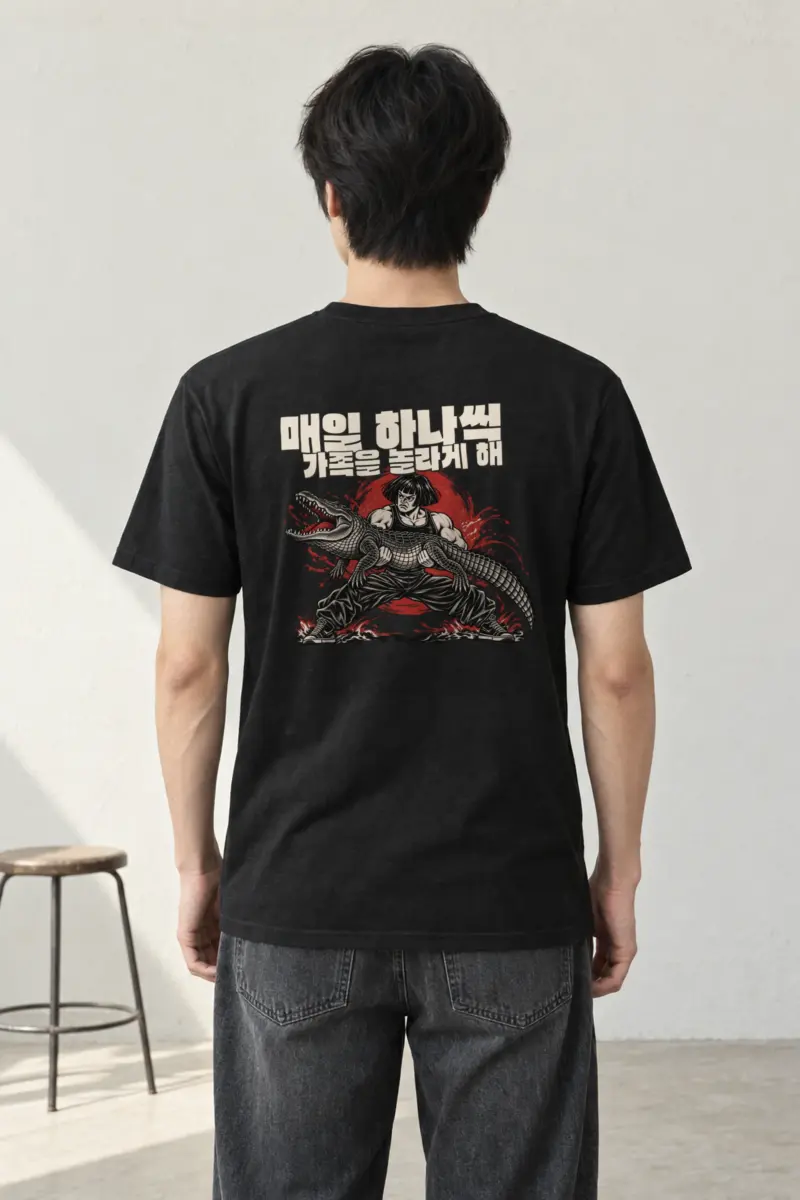 "Crocodile Scare Calligraphy" Heavyweight Unisex Crewneck T-shirt