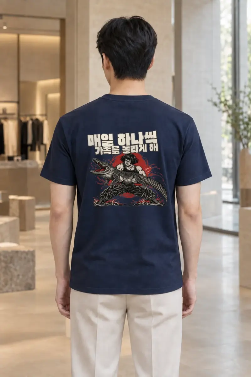 "Crocodile Scare Calligraphy" Heavyweight Unisex Crewneck T-shirt