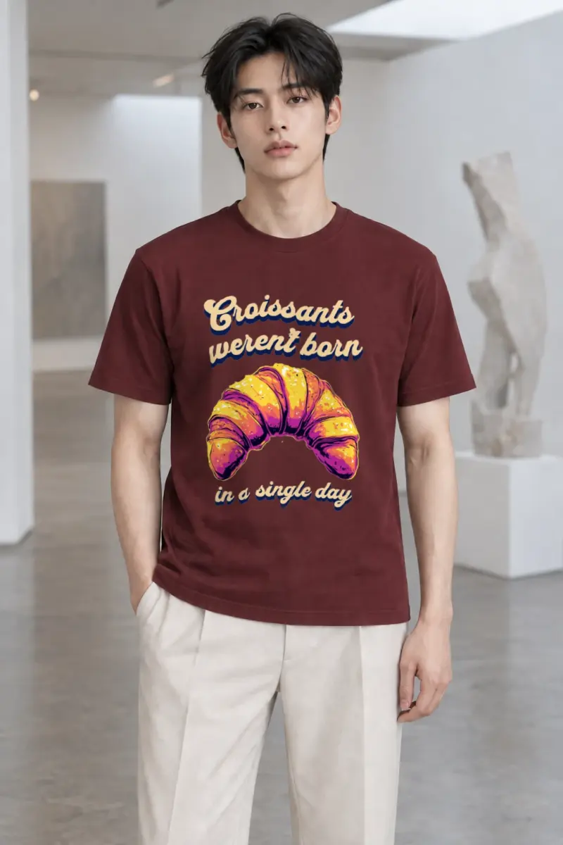 "Croissant Pop Art" Heavyweight Unisex Crewneck T-shirt | Gildan 5000