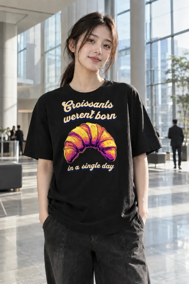 “Croissant Pop Art” Heavyweight Unisex Crewneck T-shirt | Gildan 5000