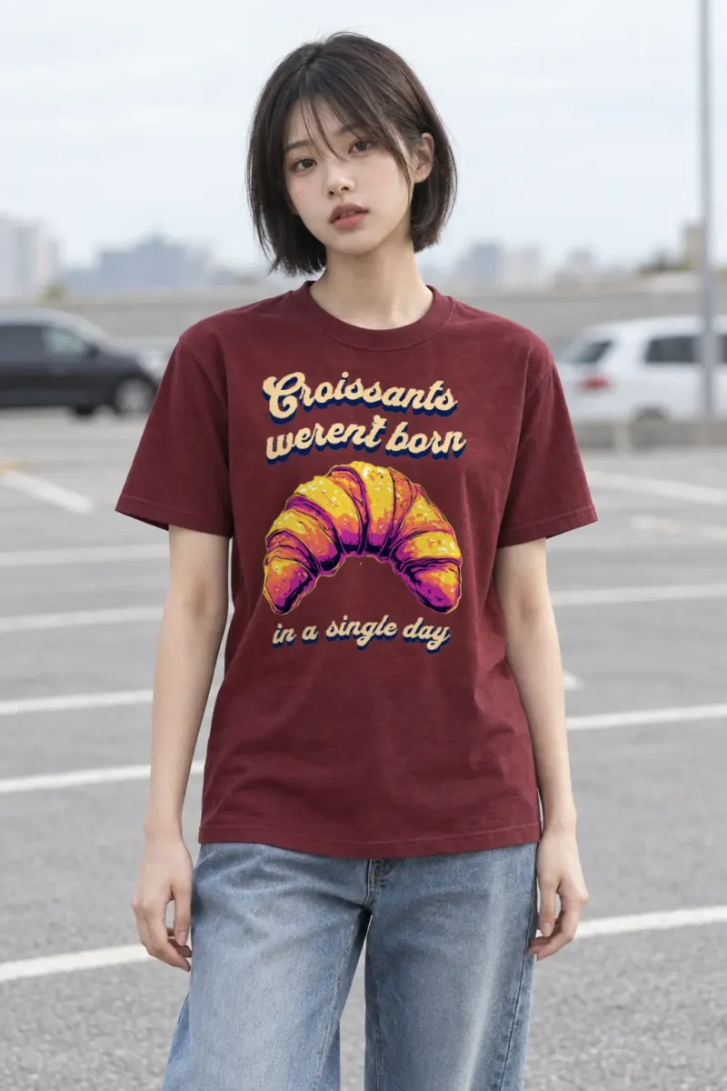 "Croissant Pop Art" Heavyweight Unisex Crewneck T-shirt | Gildan 5000
