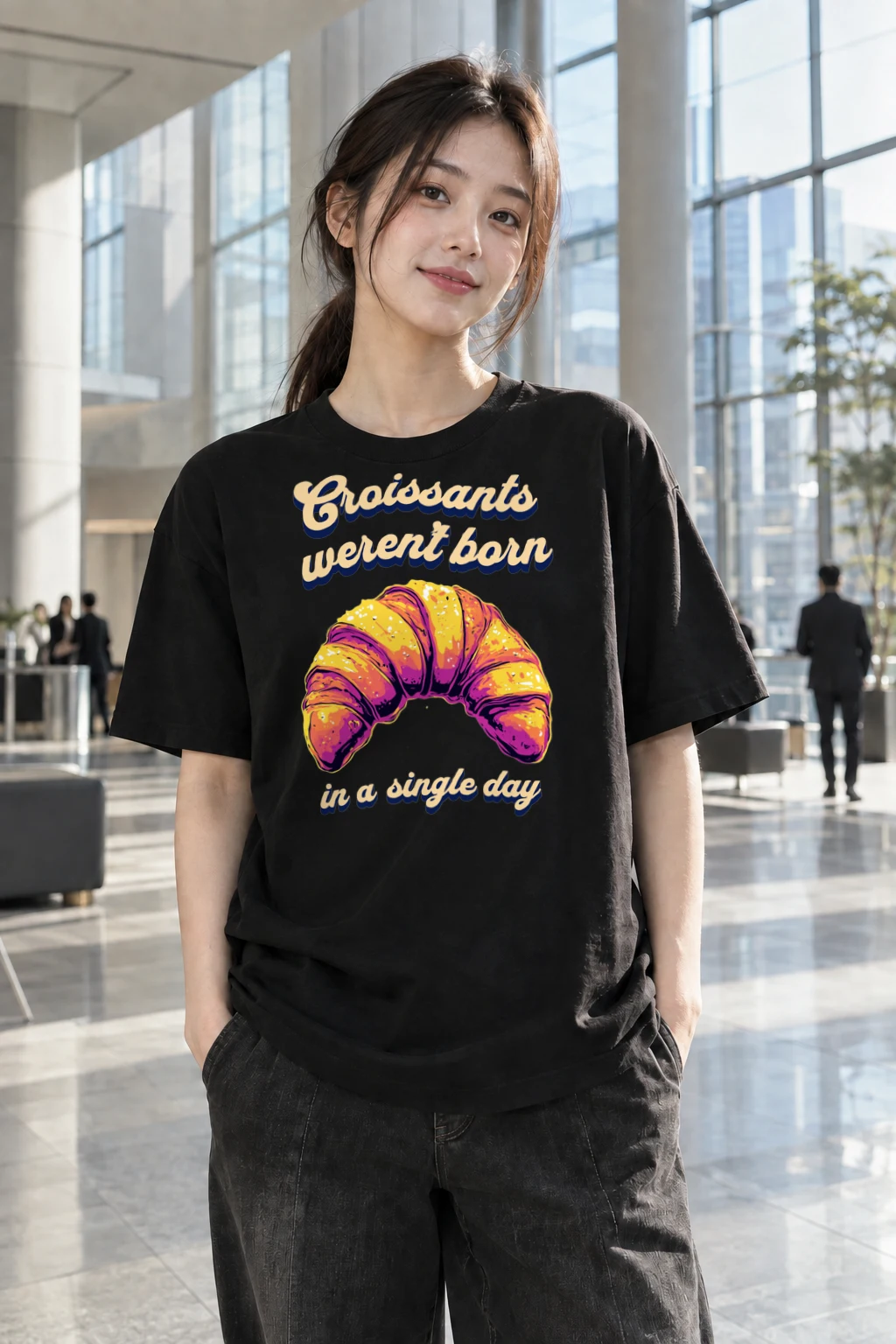 "Croissant Pop Art" Heavyweight Unisex Crewneck T-shirt | Gildan 5000