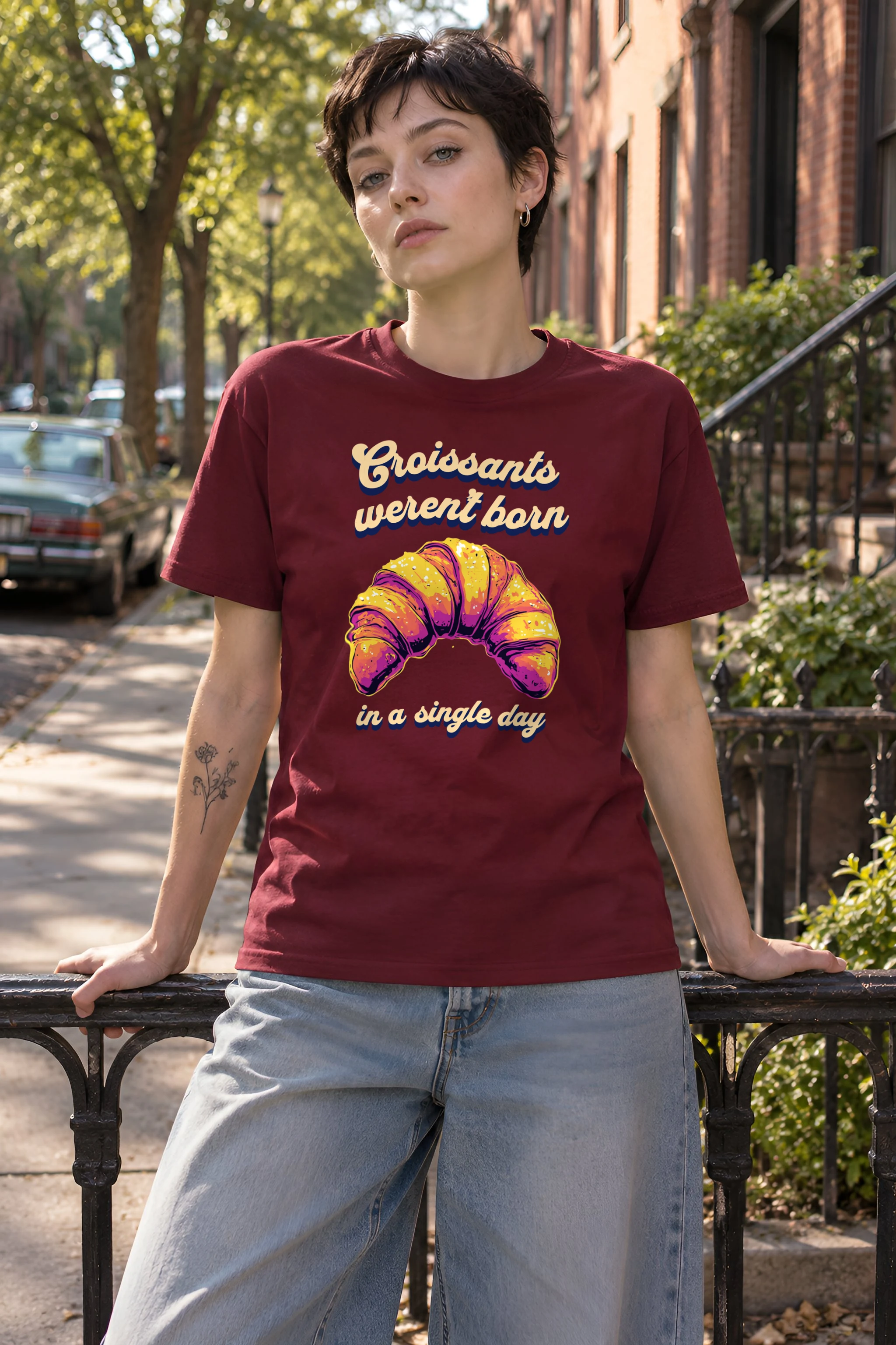 "Croissant Pop Art" Heavyweight Unisex Crewneck T-shirt