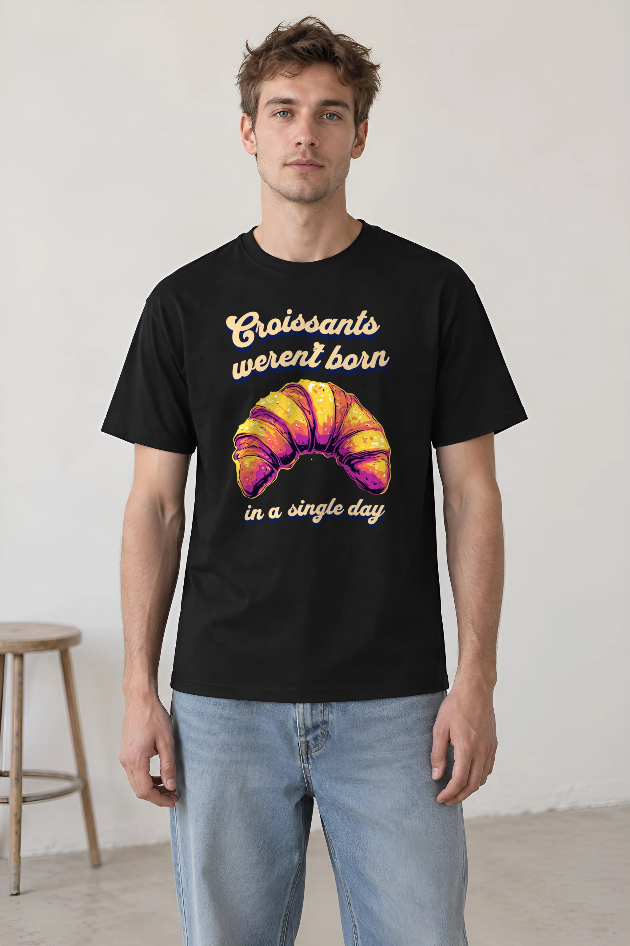 "Croissant Pop Art" Heavyweight Unisex Crewneck T-shirt