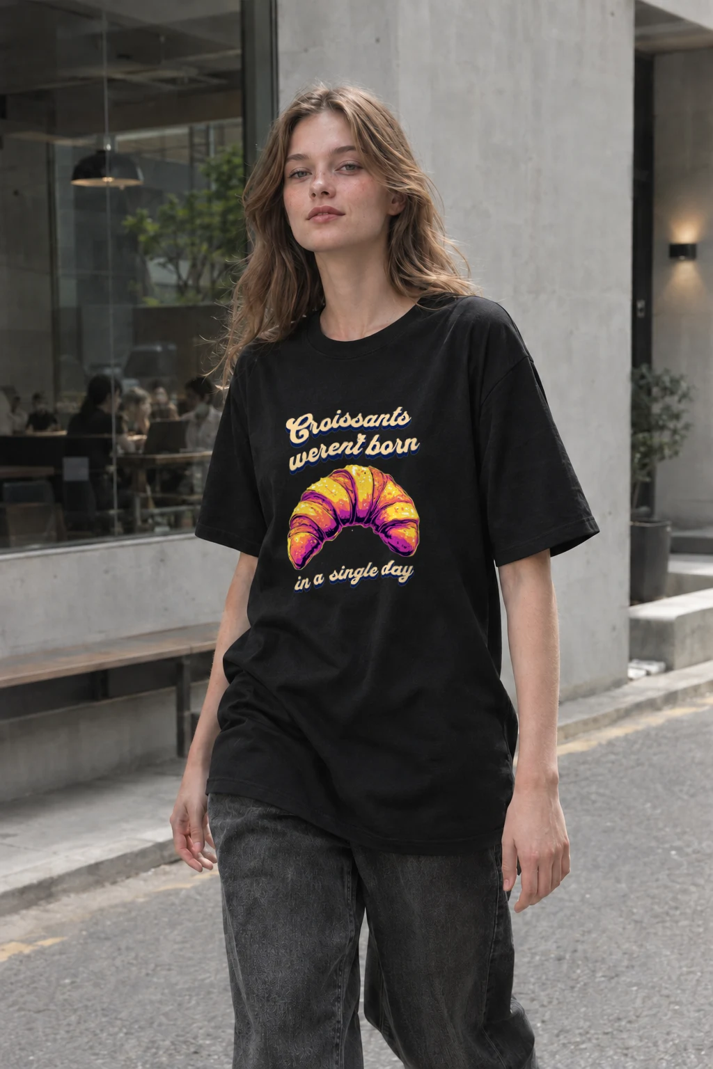 "Croissant Pop Art" Heavyweight Unisex Crewneck T-shirt | Gildan 5000
