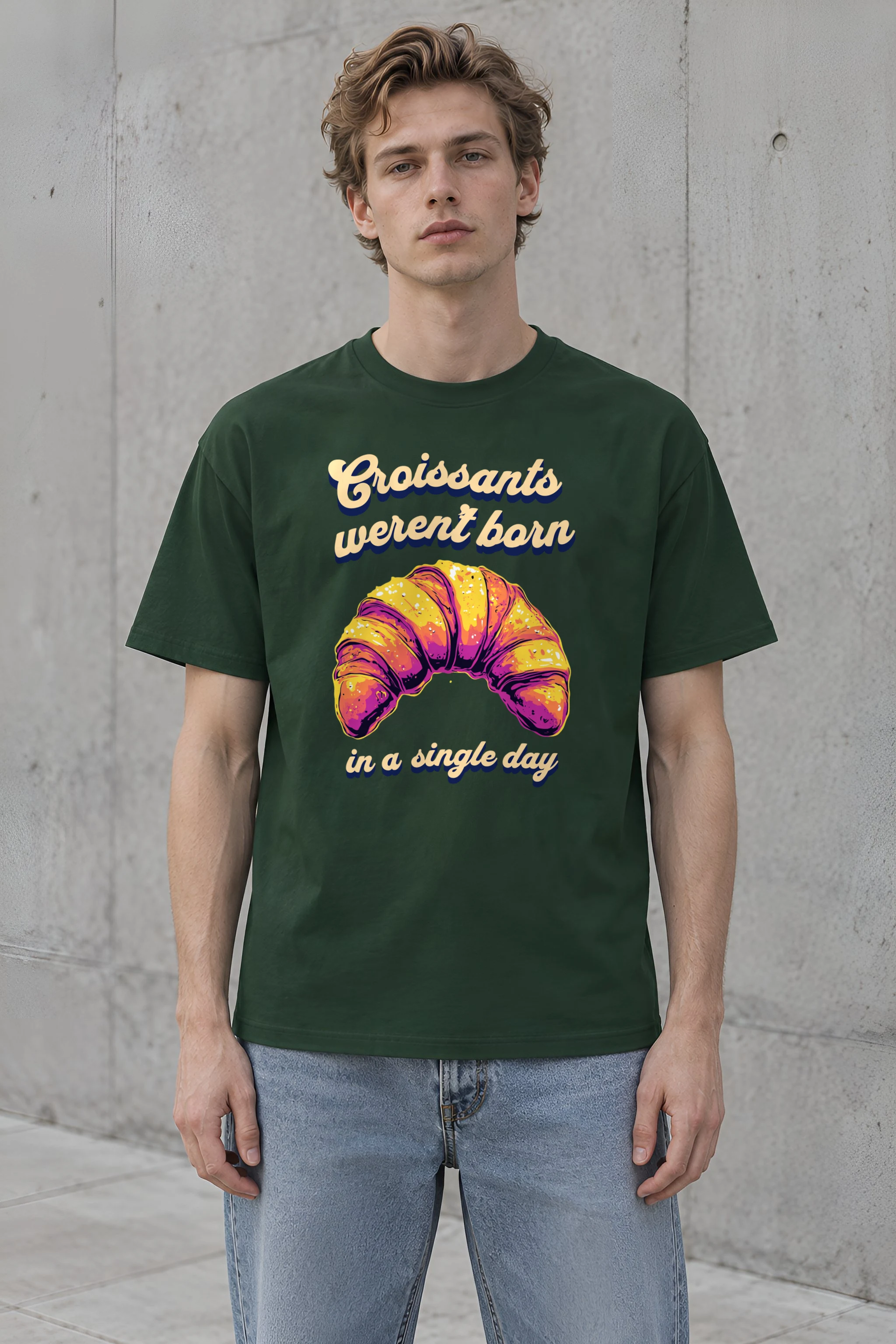 "Croissant Pop Art" Heavyweight Unisex Crewneck T-shirt