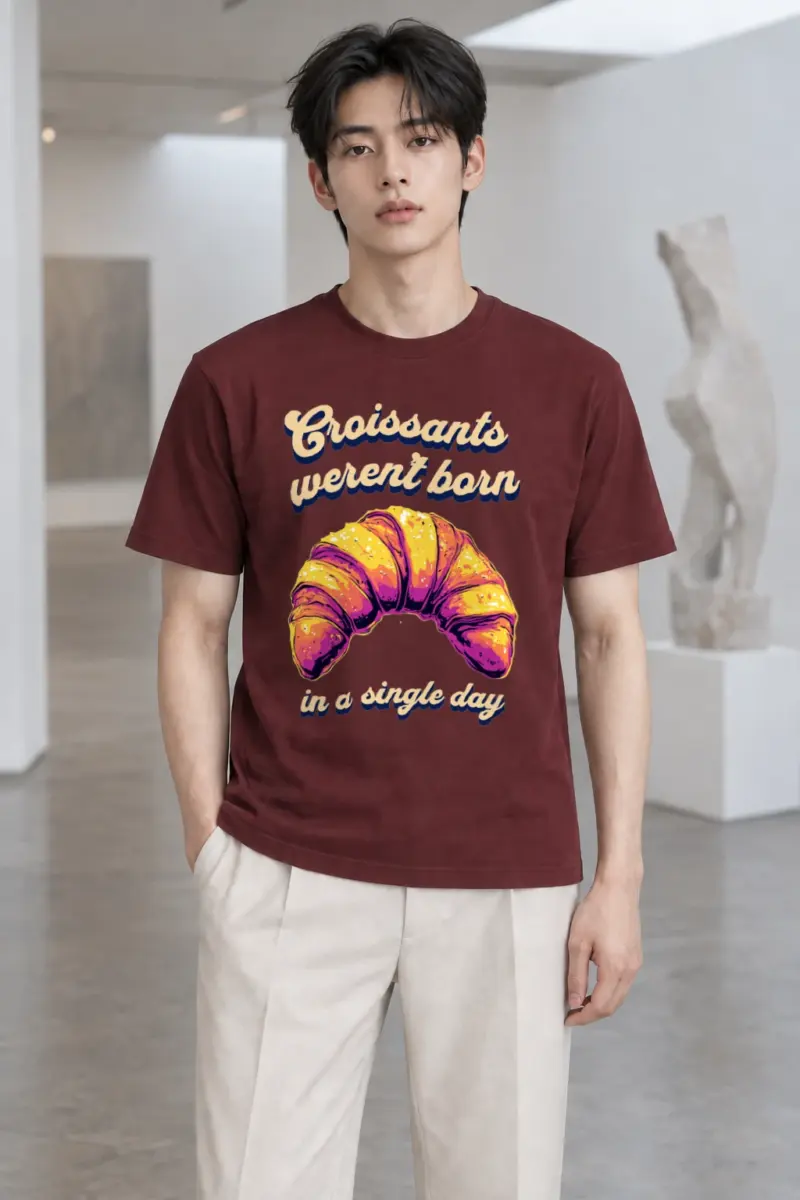 "Croissant Pop Art" Heavyweight Unisex Crewneck T-shirt | Gildan 5000