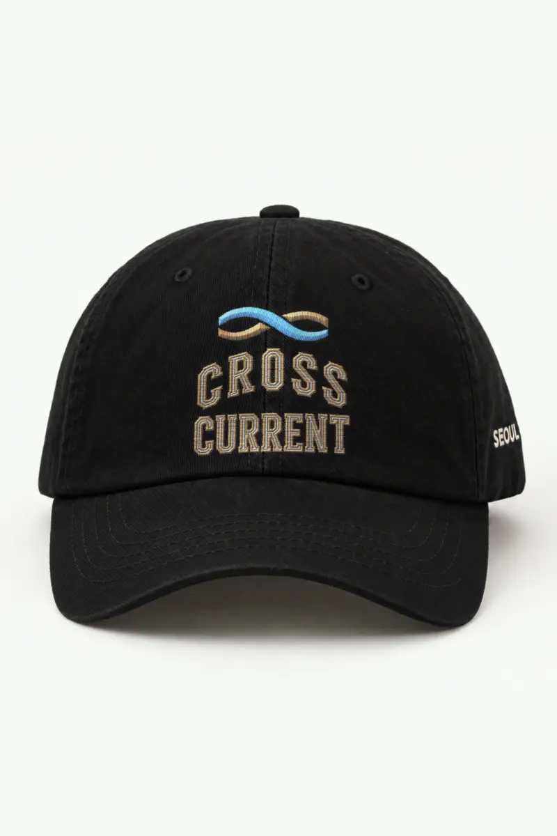 "Cross Current" Classic Dad Hat · Embroidered — black/cap-front