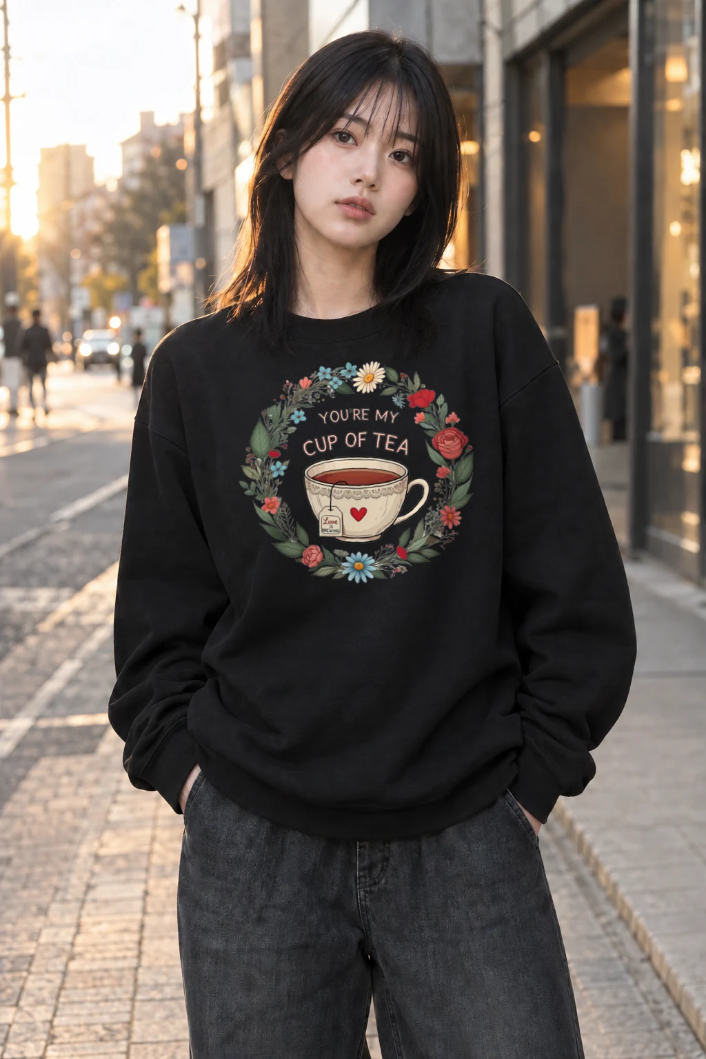 "Cup Of Tea" Heavy Blend Unisex Crewneck Sweatshirt | Gildan 18000
