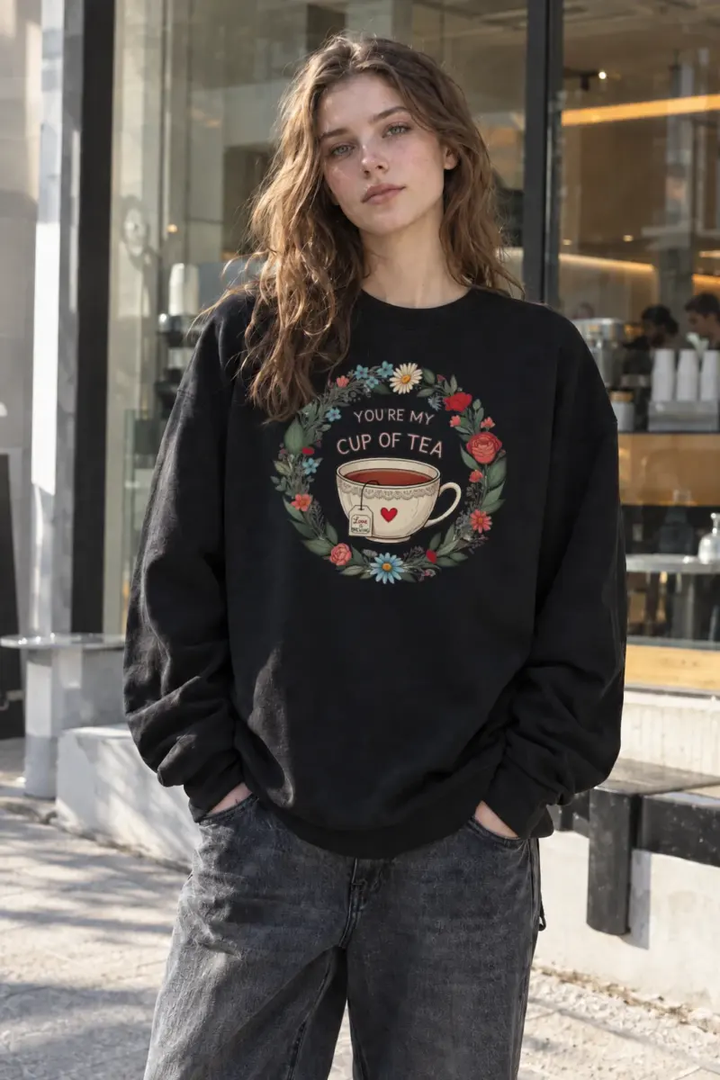 “Cup Of Tea” Heavy Blend Unisex Crewneck Sweatshirt | Gildan 18000