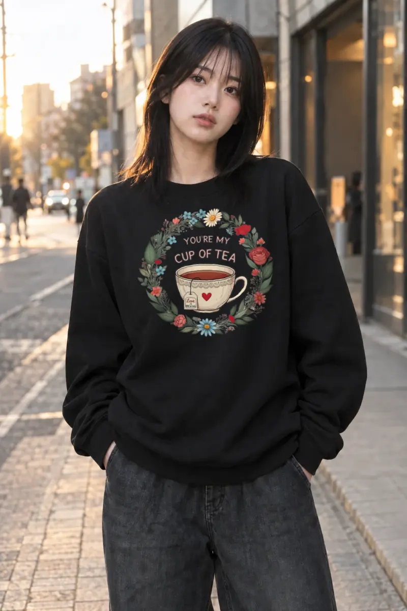 "Cup Of Tea" Heavy Blend Unisex Crewneck Sweatshirt | Gildan 18000