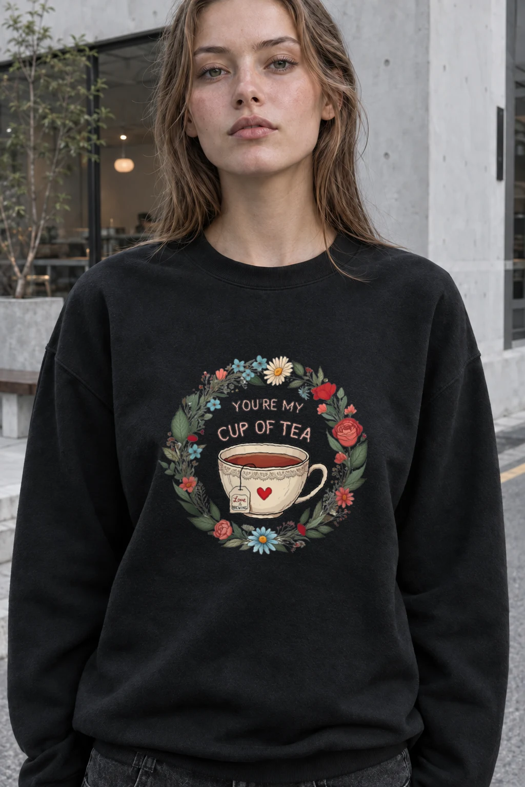"Cup Of Tea" Heavy Blend Unisex Crewneck Sweatshirt | Gildan 18000