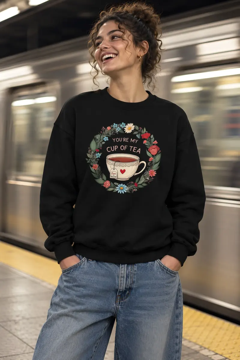 "Cup Of Tea" Heavy Blend Unisex Crewneck Sweatshirt
