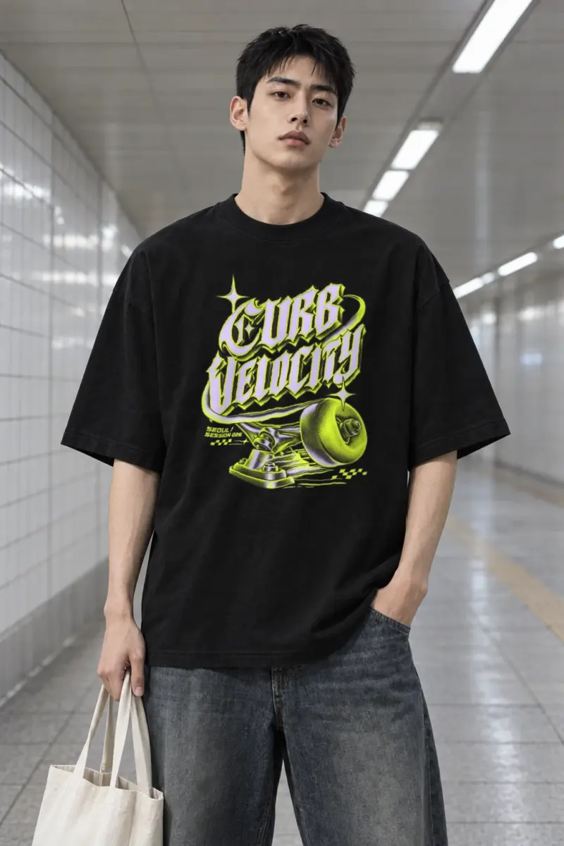 "Curb Velocity" Men's Oversized Heavyweight Crewneck T-Shirt