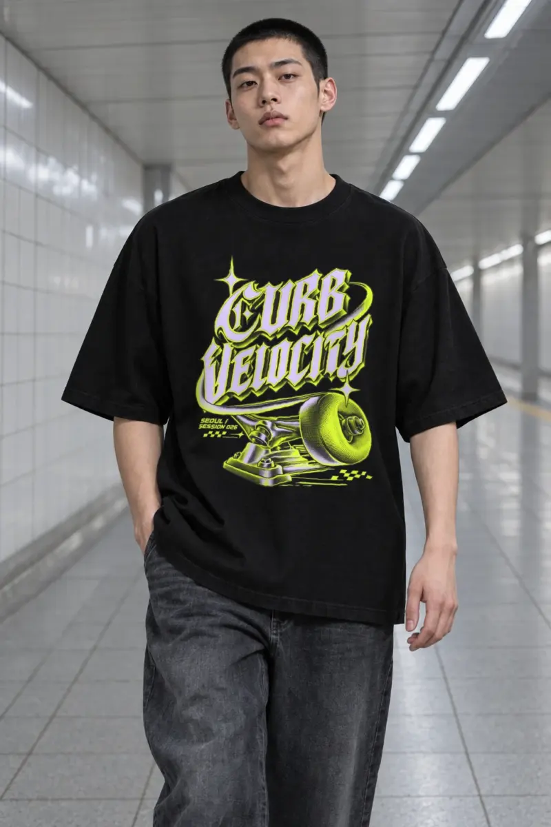 "Curb Velocity" Men's Oversized Heavyweight Crewneck T-Shirt | Shaka Wear SHMHSS